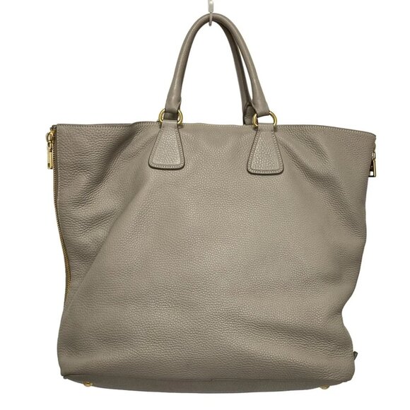Auth PRADA - BN2419 Gray Leather Tote Bag - Picture 3 of 9